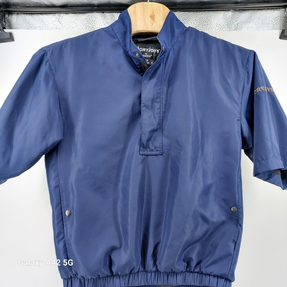 FootJoy DryJoys Golf Windshirt Mens Small Navy Blue Short Sleeve 1/4 Zip Jacket